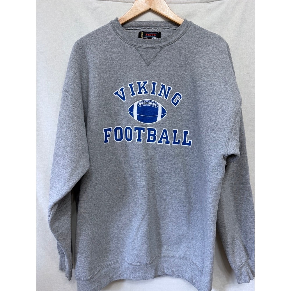 Soffe Heavy Cotton Viking Football Sweatshirt XXL Gray Sporty Retro Y2K Athletic